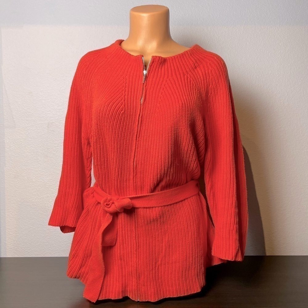 𝅺CYRUS Zip Front Knitted Sweater with Belt Size XL